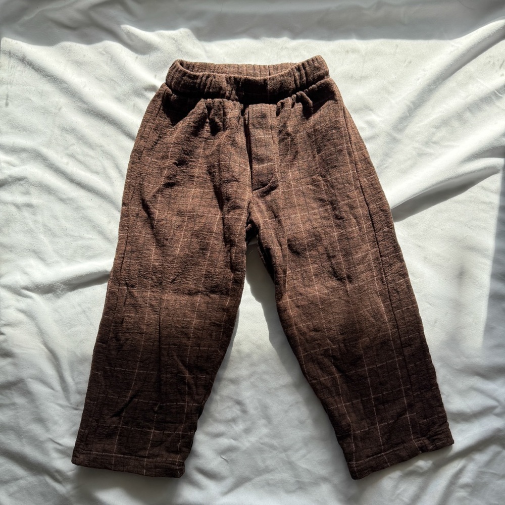 Brown Plaid Zara Kids Pants 3-4T